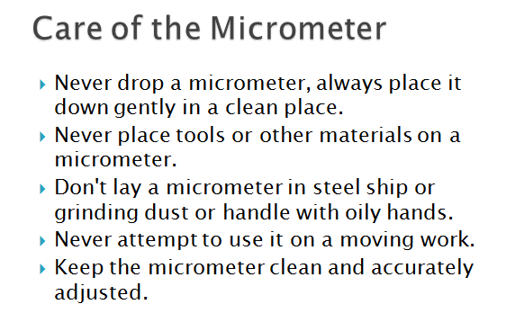 care of a micrometer