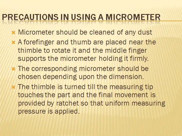 precautions of micrometer