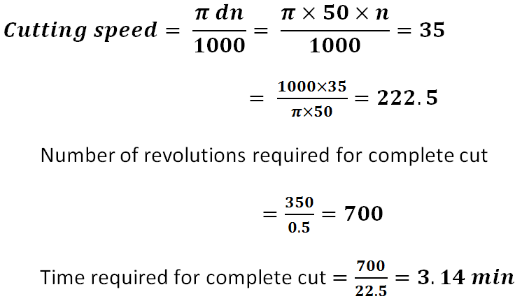 lathe machine formula - Example for machining time formula