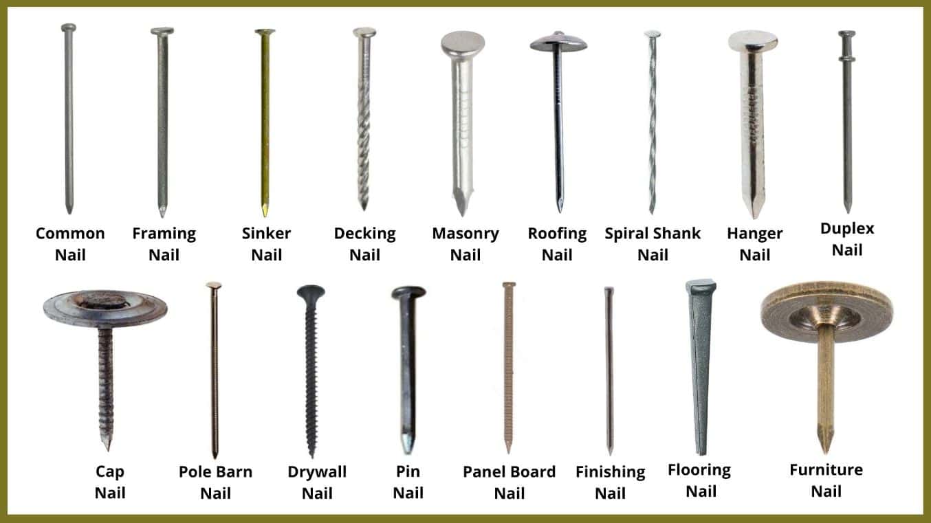 25 Different Types of Nails and Their Uses [Pictures & PDF]
